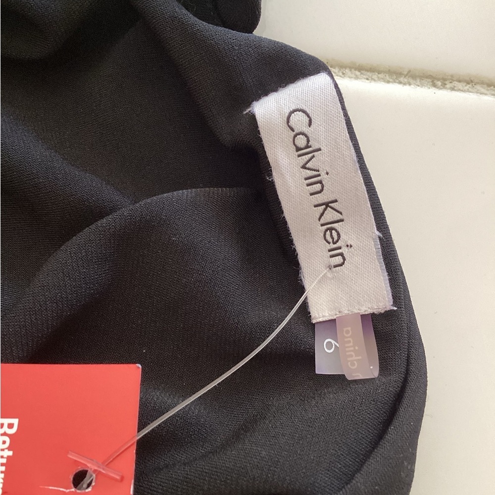 NWT Calvin Klein Black Asymmetrical Ruched Jersey Long Gown - Picture 14 of 15